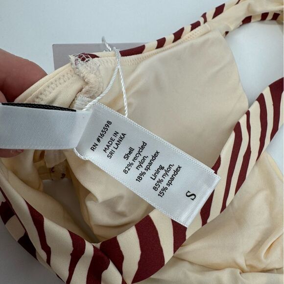 Andie The Portofino Top Zebra Bias Stripe Truffle Bikini Twist Top New Small - Picture 6 of 7